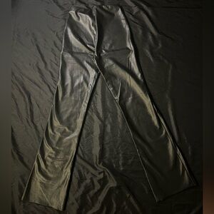 Black leather flared pants